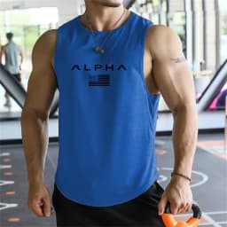 Cross-border European Size Alpha Men's Printed Round-neck Fitness Vest, Undershirt, Muscle Quick-drying Basketball Vest