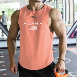 Cross-border European Size Alpha Men's Printed Round-neck Fitness Vest, Undershirt, Muscle Quick-drying Basketball Vest