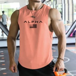Cross-border European Size Alpha Men's Printed Round-neck Fitness Vest, Undershirt, Muscle Quick-drying Basketball Vest
