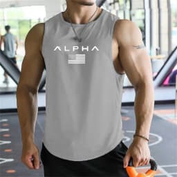 Cross-border European Size Alpha Men's Printed Round-neck Fitness Vest, Undershirt, Muscle Quick-drying Basketball Vest