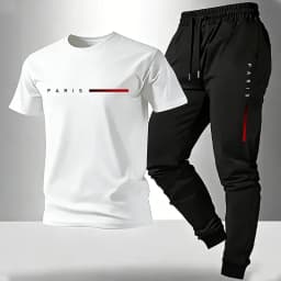 2026 New Arrival Men's Tracksuit T-shirt and Sweatpants Spring Summer Daily Casual Sports Short Sleeve Outfit Male Fashion Set