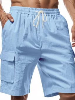 Summer New Linen Breathable Cotton-Feeling Drawstring Elastic Waist Solid Color Simple Leisure All-Match Men's Work Pants