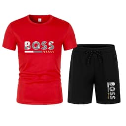Men's summer sports short sleeve set, two-piece set, men's summer quick-dry sports set, breathable mesh short sleeve T-shirt and
