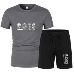 Men's summer sports short sleeve set, two-piece set, men's summer quick-dry sports set, breathable mesh short sleeve T-shirt and