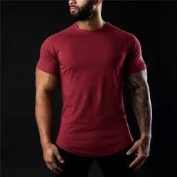 Men Cotton Gym t-Shirt Short Sleeve t-Shirts Male Round Neck Casual Tops Slim Fit t Shirt Breathable Soild Tee Shirt Man Clothes