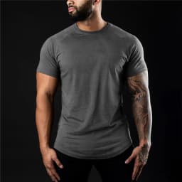 Men Cotton Gym t-Shirt Short Sleeve t-Shirts Male Round Neck Casual Tops Slim Fit t Shirt Breathable Soild Tee Shirt Man Clothes