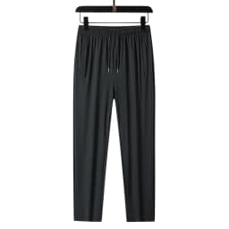 Ice Silk Men's Pants 2024 Summer New Black Gray Thin Business Casual Pants Outdoor Elastic Breathable Straight Leg Sweatpants
