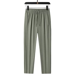 Ice Silk Men's Pants 2024 Summer New Black Gray Thin Business Casual Pants Outdoor Elastic Breathable Straight Leg Sweatpants