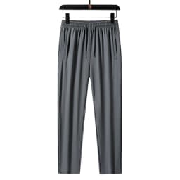 Ice Silk Men's Pants 2024 Summer New Black Gray Thin Business Casual Pants Outdoor Elastic Breathable Straight Leg Sweatpants