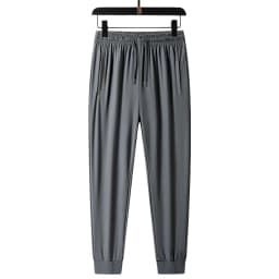 Ice Silk Men's Pants 2024 Summer New Black Gray Thin Business Casual Pants Outdoor Elastic Breathable Straight Leg Sweatpants