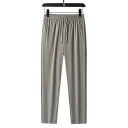 Ice Silk Men's Pants 2024 Summer New Black Gray Thin Business Casual Pants Outdoor Elastic Breathable Straight Leg Sweatpants