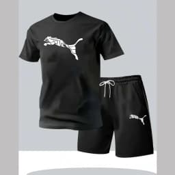 Men's new fashionable casual T-shirt shorts two-piece set 2026 men's summer outdoor sports breathable set
