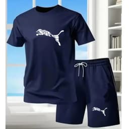 Men's new fashionable casual T-shirt shorts two-piece set 2026 men's summer outdoor sports breathable set
