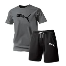 Men's new fashionable casual T-shirt shorts two-piece set 2026 men's summer outdoor sports breathable set