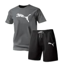 Men's new fashionable casual T-shirt shorts two-piece set 2026 men's summer outdoor sports breathable set