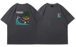 Men's Vintage T-Shirt for Outdoor Camping Fun Print Pure Cotton Loose-Fitting Short Sleeve Summer Shirt for Men and Women
