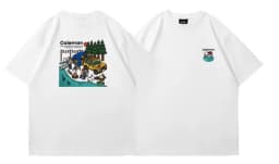 Men's Vintage T-Shirt for Outdoor Camping Fun Print Pure Cotton Loose-Fitting Short Sleeve Summer Shirt for Men and Women