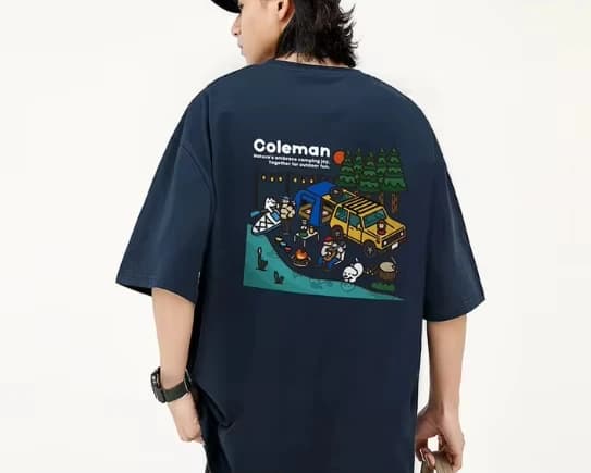 Men's Vintage T-Shirt for Outdoor Camping Fun Print Pure Cotton Loose-Fitting Short Sleeve Summer Shirt for Men and Women