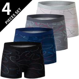 4/10 Pack Men's And Teenagers' Simple And Fashionable Boyshort Casual Joker Elastic Waist Shorts Multi-size Mixed Color Underwea