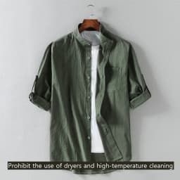 Spring and Summer Stand Collar Five-point Mid-sleeve Fashionable Men's Short-sleeved Shirt Seven-point Sleeve Large Size Men's