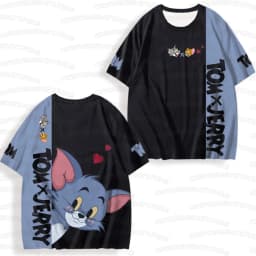 2026 Summer Men's Women's Short Sleeve T-Shirt Tom and Jerry Cartoon Print Quick drying Round Neck Casual T-shirt Top