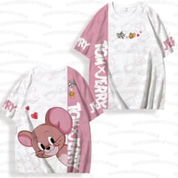 2026 Summer Men's Women's Short Sleeve T-Shirt Tom and Jerry Cartoon Print Quick drying Round Neck Casual T-shirt Top
