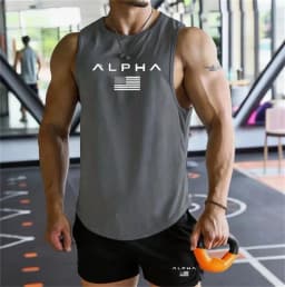 Summer Men Breathable Mesh Sleeveless Top Quick Dry Printed Tank Tops Gym Workout Running Training Sports Fitness SleevelessVest