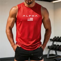 Summer Men Breathable Mesh Sleeveless Top Quick Dry Printed Tank Tops Gym Workout Running Training Sports Fitness SleevelessVest
