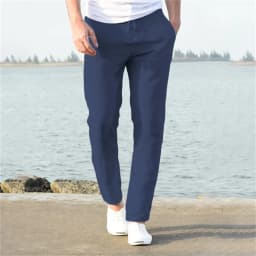 2025 Men's Stand Pocket Casual Linen Pants Solid White Gray Trouser Plus Size 3xl Mens Elegant Fashion Sweatpants Men Streetwear