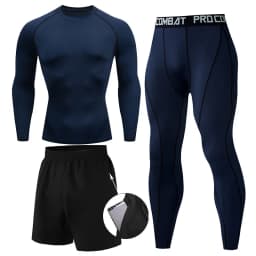 Men's 2/3pcs sets Boxing suit rashguard male kit MMA compression clothing men long-sleeved t-shirt+leggings tracksuit Sport Suit