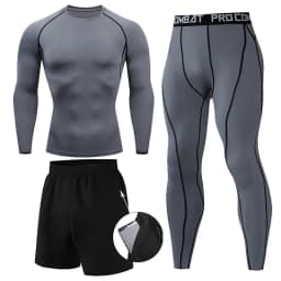 Men's 2/3pcs sets Boxing suit rashguard male kit MMA compression clothing men long-sleeved t-shirt+leggings tracksuit Sport Suit
