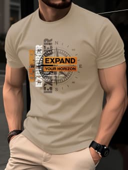 Men's Summer 100% Pure Cotton Casual Loose Black and White Lines Simple Geometric Pattern Round Neck Short Sleeved T-Shirt
