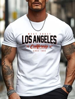 Men's Summer 100% Pure Cotton Casual Loose Black and White Lines Simple Geometric Pattern Round Neck Short Sleeved T-Shirt