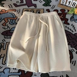 Waffle shorts men's summer thin new loose casual sports fashion brand beach American five-point pants