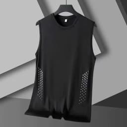 Summer Mesh Men Vest Sleeveless Printed Round Neck Ice Silk Basketball Loose Running Fitness Men Tank Tops T Shirt