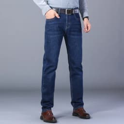Men Fashion Straight Jeans Men 2025 New Stretch Slim Fit Pants Comfortable Soft Business Denim Trousers Male Brand Clothing