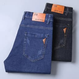 Men Fashion Straight Jeans Men 2025 New Stretch Slim Fit Pants Comfortable Soft Business Denim Trousers Male Brand Clothing