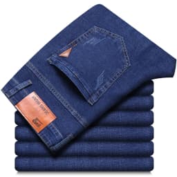Men Fashion Straight Jeans Men 2025 New Stretch Slim Fit Pants Comfortable Soft Business Denim Trousers Male Brand Clothing