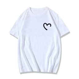 M-8XL Summer Men's Oversized T-shirt Simple Love Printed T-shirt Suitable for Both Men and Women