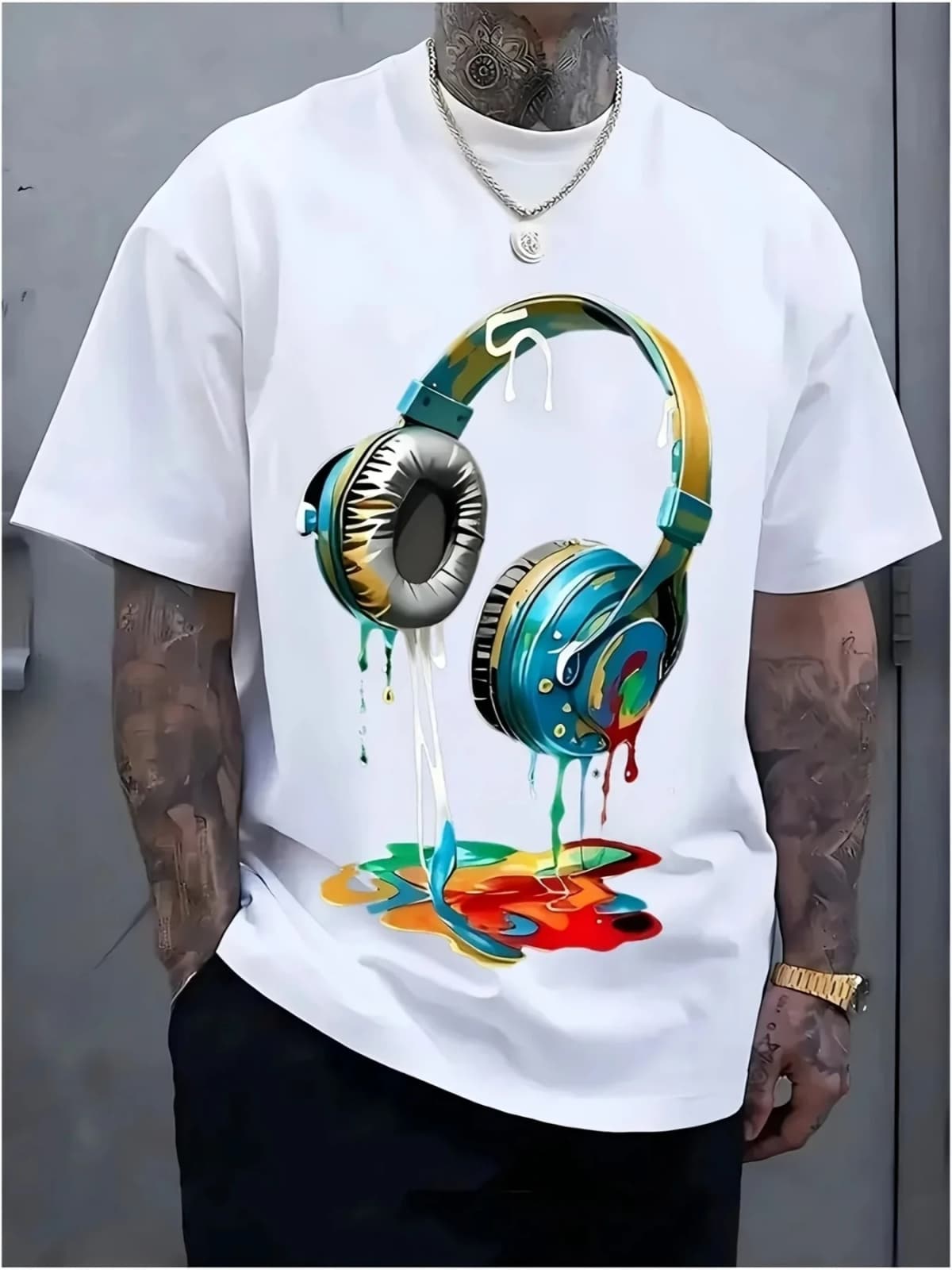 Men's 100% Cotton T-shirt Machine-washable All Season Comfortable Soft and Well-fitting Casual Style