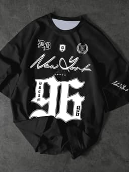 Summer 2025 New Men's New York 96 3d printed digital printed baseball T-shirt, short-sleeved O-neck casual T-shirt, oversized sp