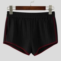 Men's Ribbed Athletic Shorts High Waist Contrast Trim Bodybuilding Gym Shorts Summer Quick Dry Workout Short Pants Fitness Short