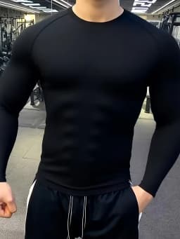 Muscle shaping men's compression tight top T-shirt, high elasticity sweat absorbing and breathable, motorcycle training suit