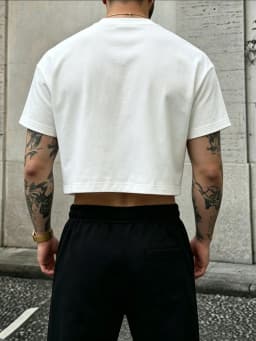 S-3XL New Solid Short Sleeve Mens Black White Crop Top Casual Loose T-Shirt Street Sport Tops Summer Cotton Trendy Clothing