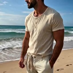 Men's Henley Neck Short Sleeve Shirt Lightweight Breathable Cotton Linen Blend Casual Beach Summer Top