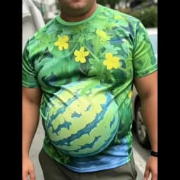 Funny Men's T-Shirt Watermelon Graphic Tee Fruit 3D Print O-Neck Short Sleeve Loose Big Belly Illusion Novelty Casual Top