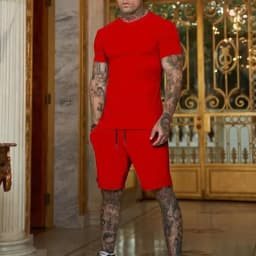 Fashionable and Casual Summer Outdoor Sports Suit Men's Breathable T-Shirt Shorts Casual and Fashionable Two-Piece Set Tracksuit