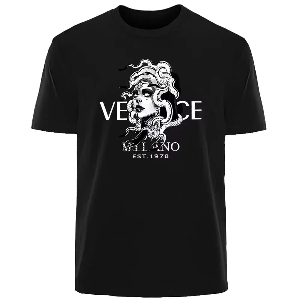 New Italian Popular Luxury Brand Summer Medusa Headshot Printing Daily Commuting Sports Men And Women The Same T-shirt