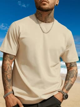Minimalist and versatile basic style summer solid color short-sleeve shirt, simple round neck, loose and all-match top