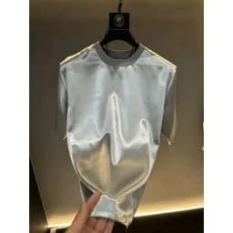 Summer Acetate Satin Men's T-shirt Lightweight Shiny T-shirts for Men Women Skin-Friendly Trendy Premium Beach Comfortable Shirt